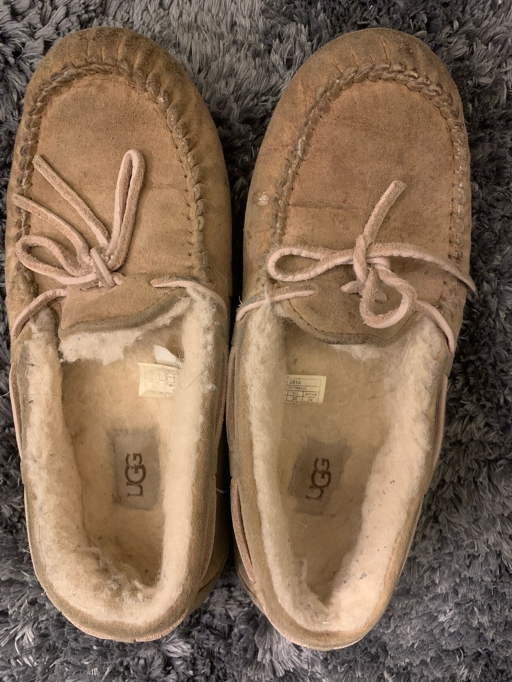 UGG Chestnut/Tan Suede Shearling Moccasin Slippers